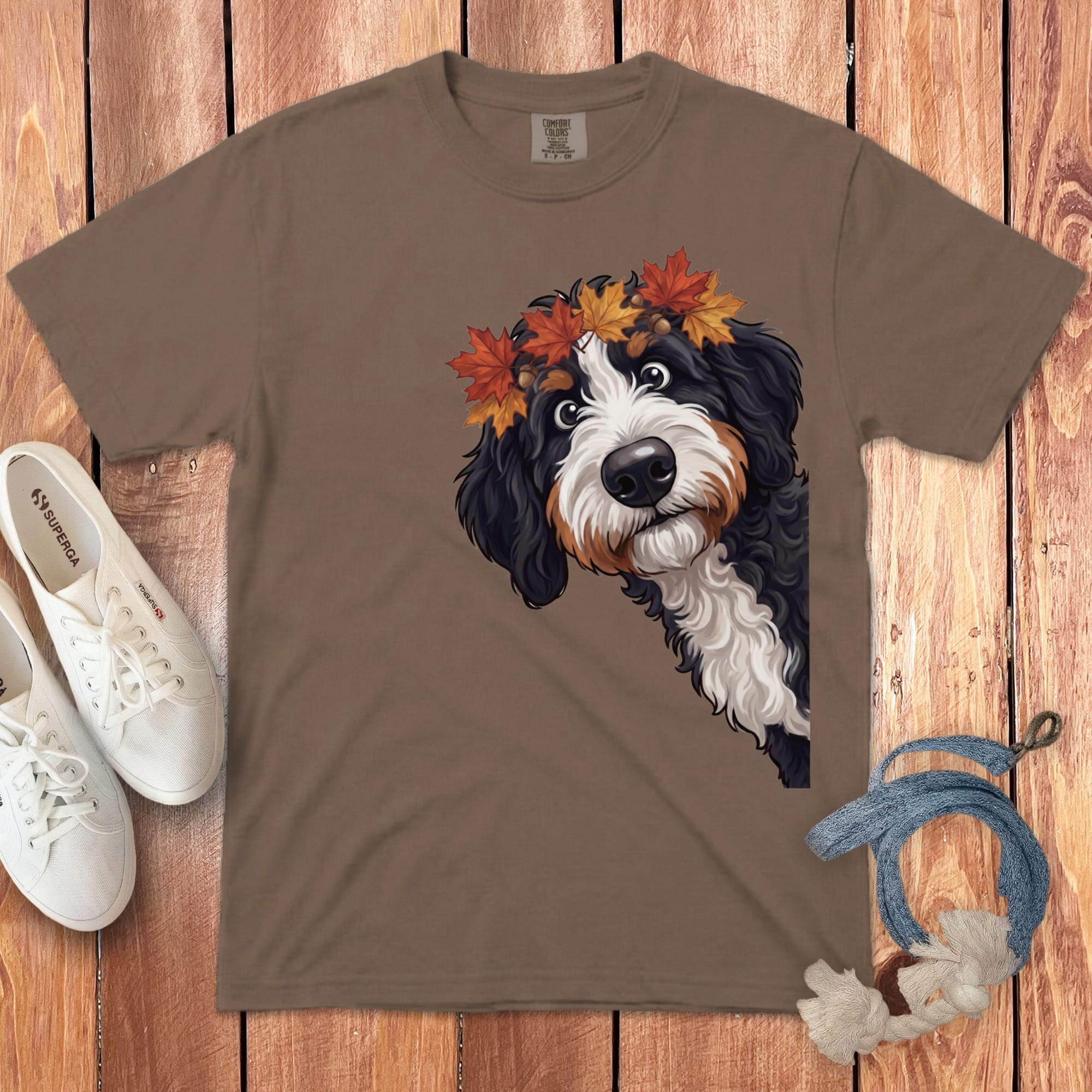 Fall Crown Bernedoodle Signature T-Shirt in Espresso / S / T-Shirts by Puppy Jo