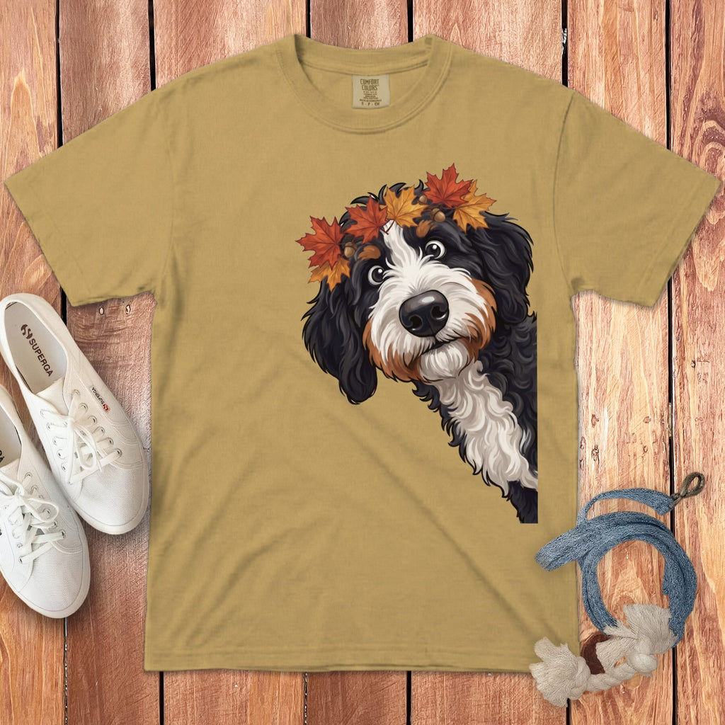 Fall Crown Bernedoodle Signature T-Shirt in Mustard / S / T-Shirts by Puppy Jo