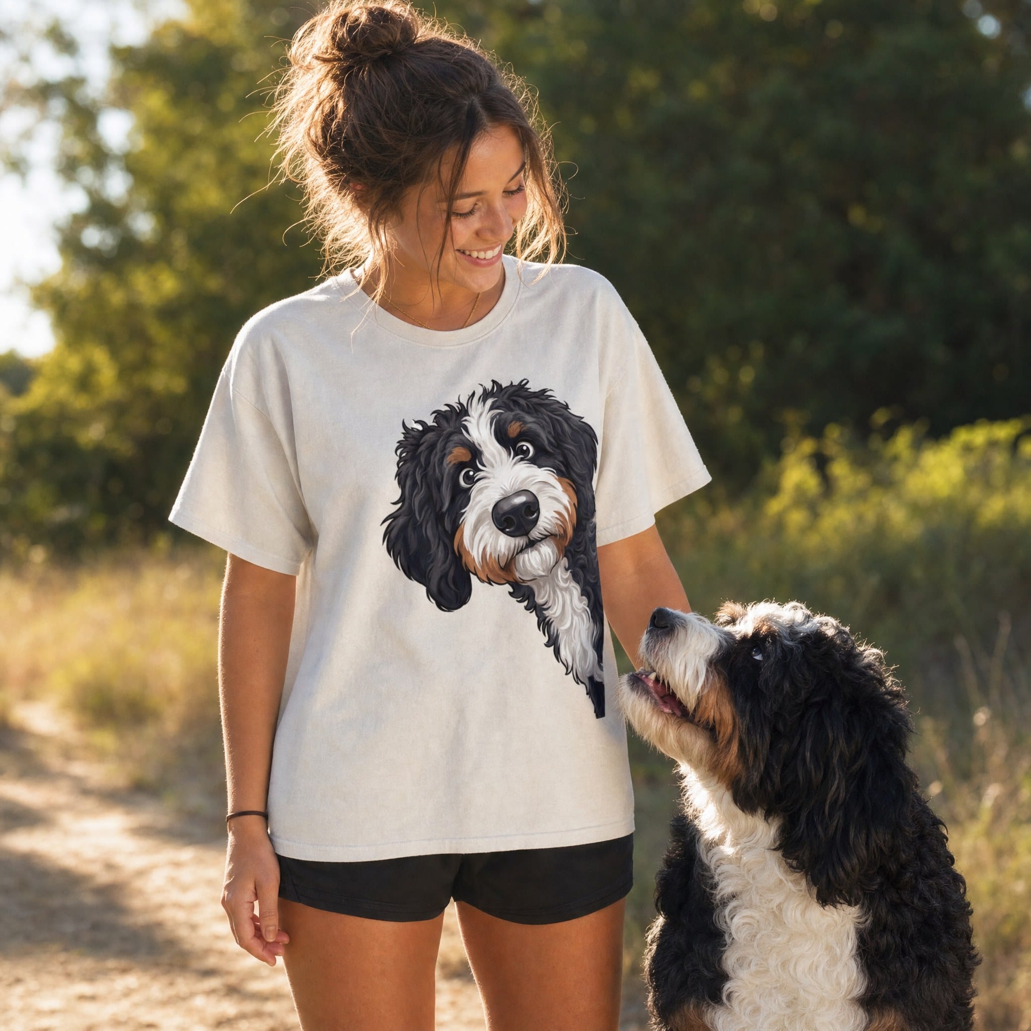 Fall Crown Bernedoodle Signature T-Shirt in by Puppy Jo