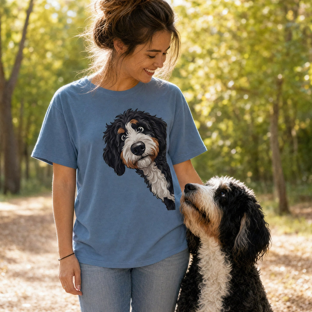 Fall Crown Bernedoodle Signature T-Shirt in by Puppy Jo