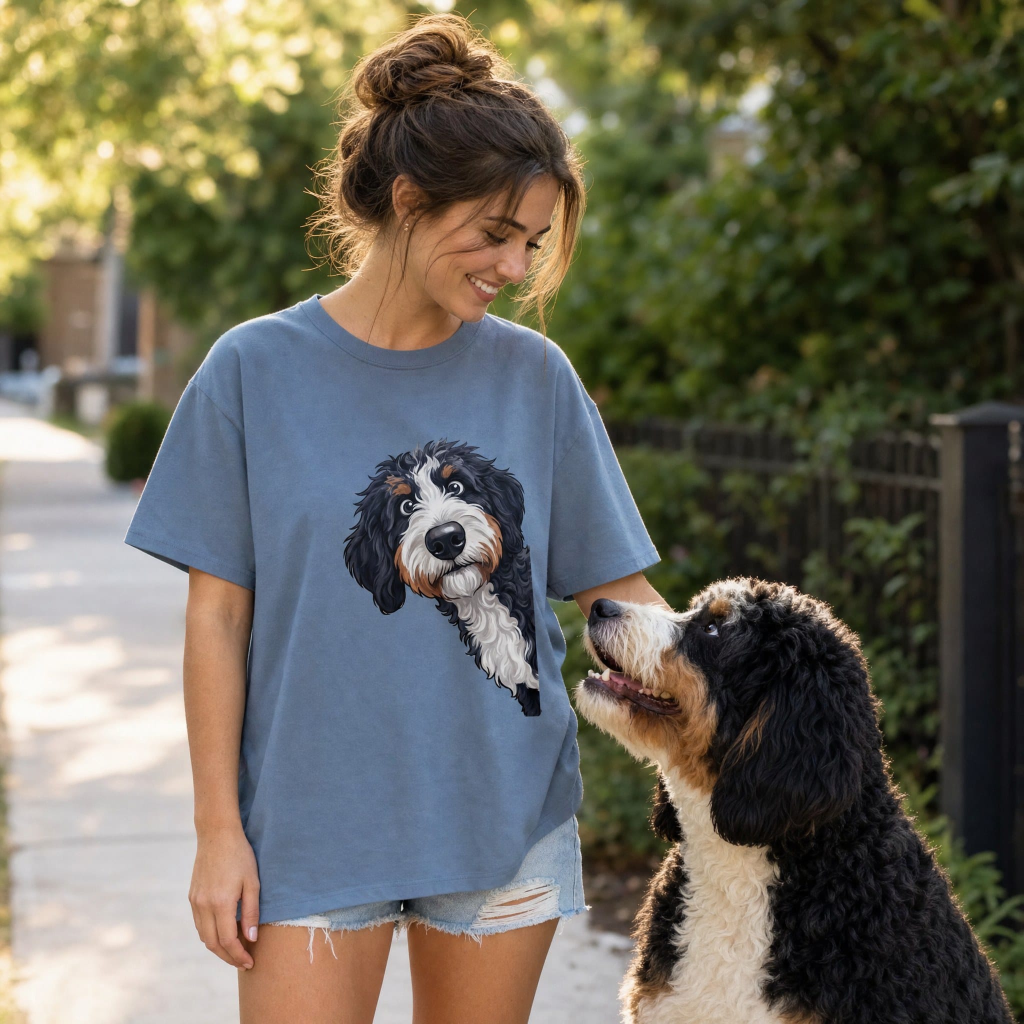 Fall Crown Bernedoodle Signature T-Shirt in by Puppy Jo