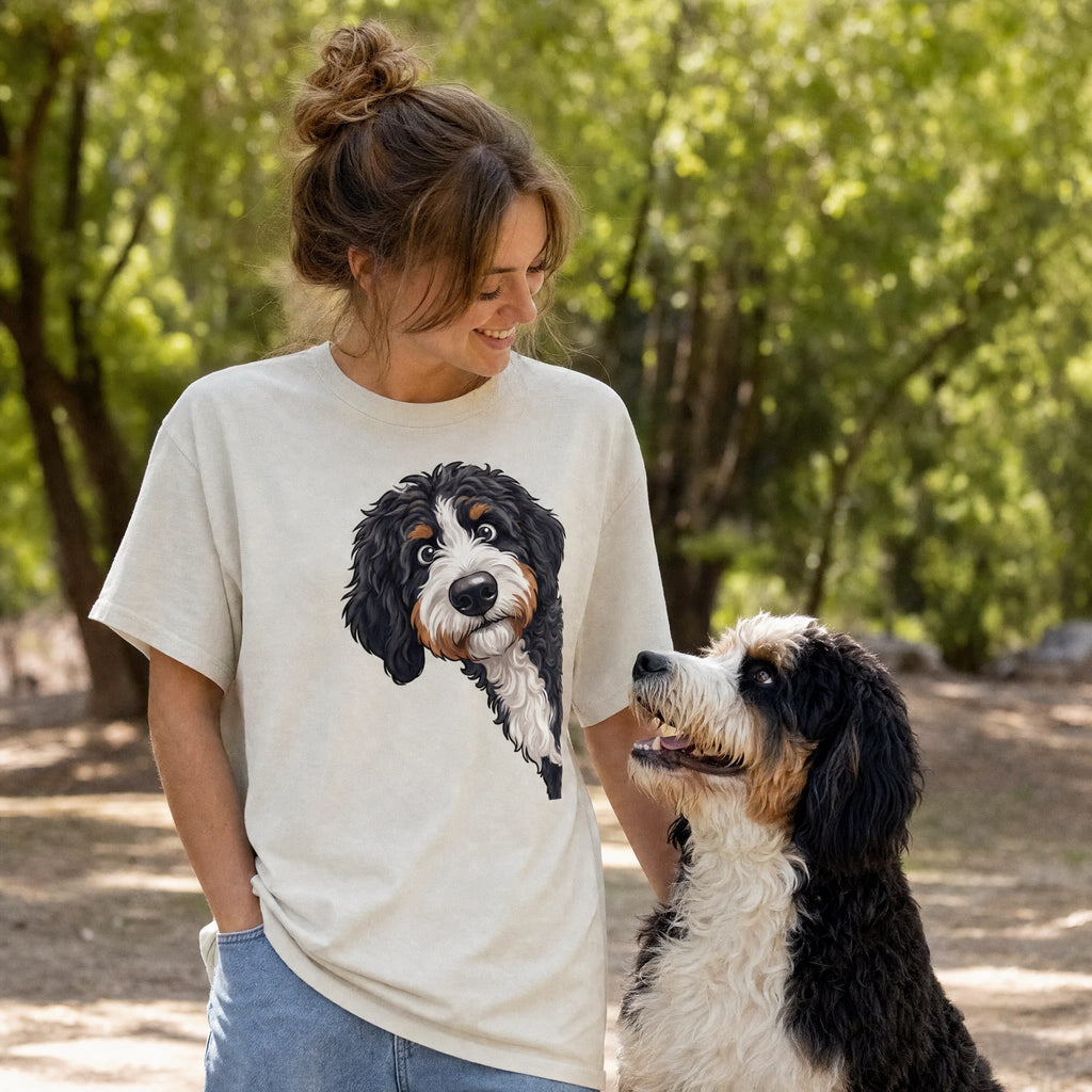 Fall Crown Bernedoodle Signature T-Shirt in by Puppy Jo