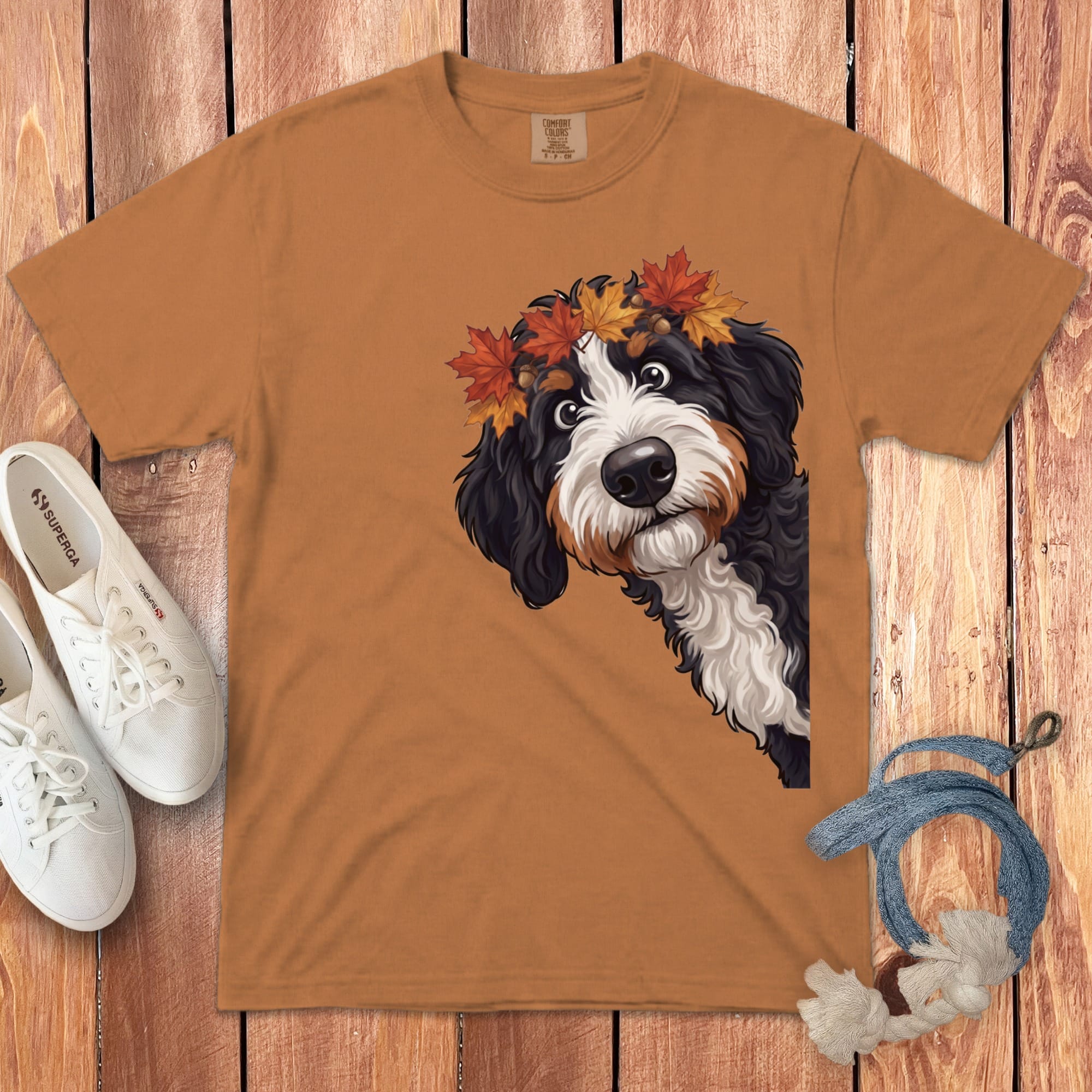 Fall Crown Bernedoodle Signature T-Shirt in Yam / S / T-Shirts by Puppy Jo