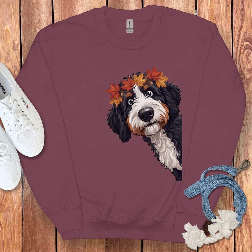 Fall Crown Bernedoodle Sweatshirt in Maroon / S by Puppy Jo