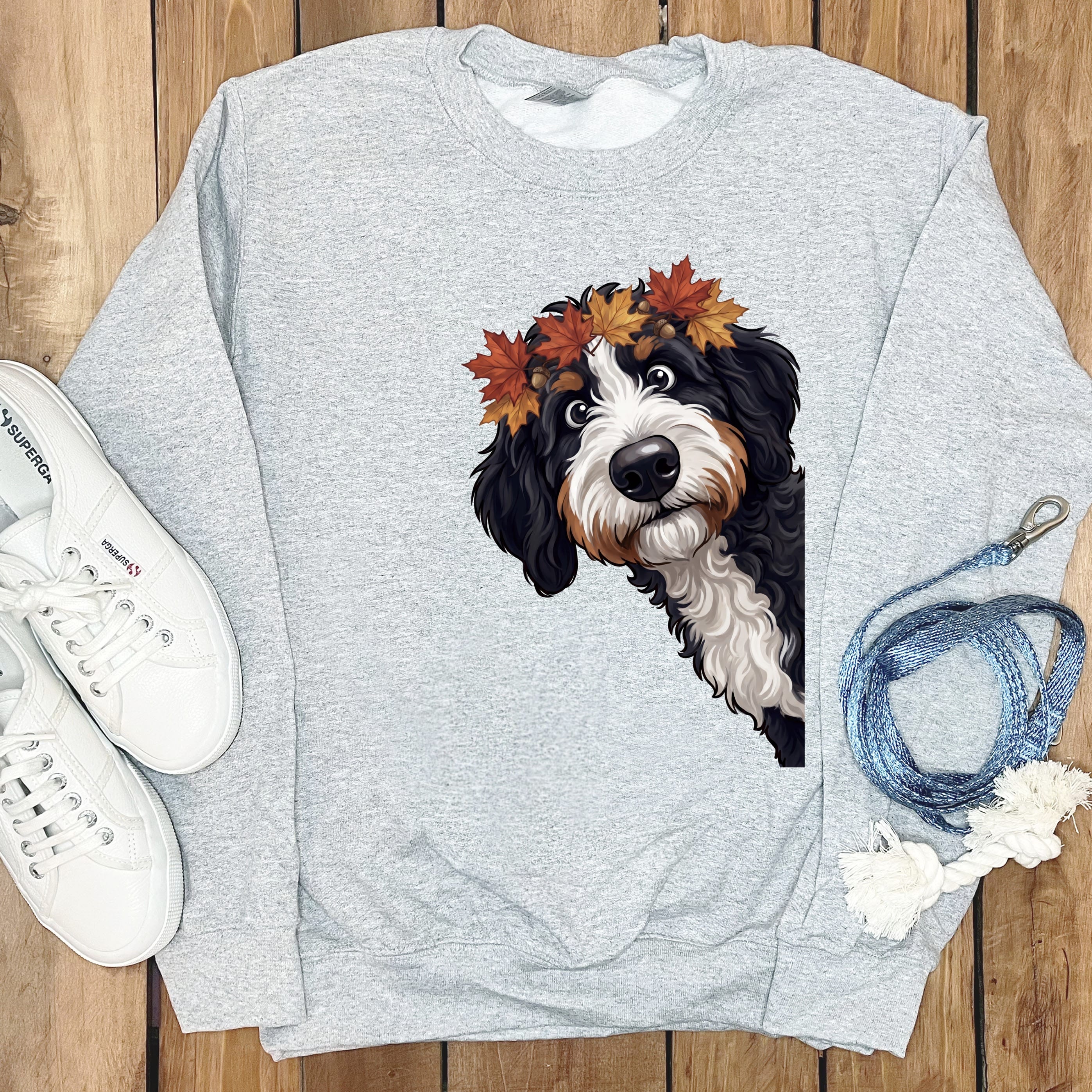 Fall Crown Bernedoodle Sweatshirt in Sport Grey / S by Puppy Jo
