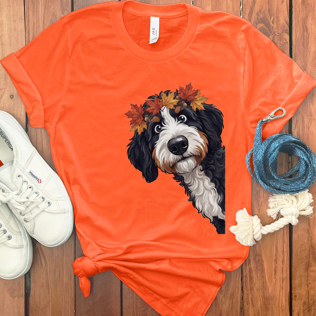 Fall Crown Bernedoodle T-Shirt in Orange / S by Puppy Jo