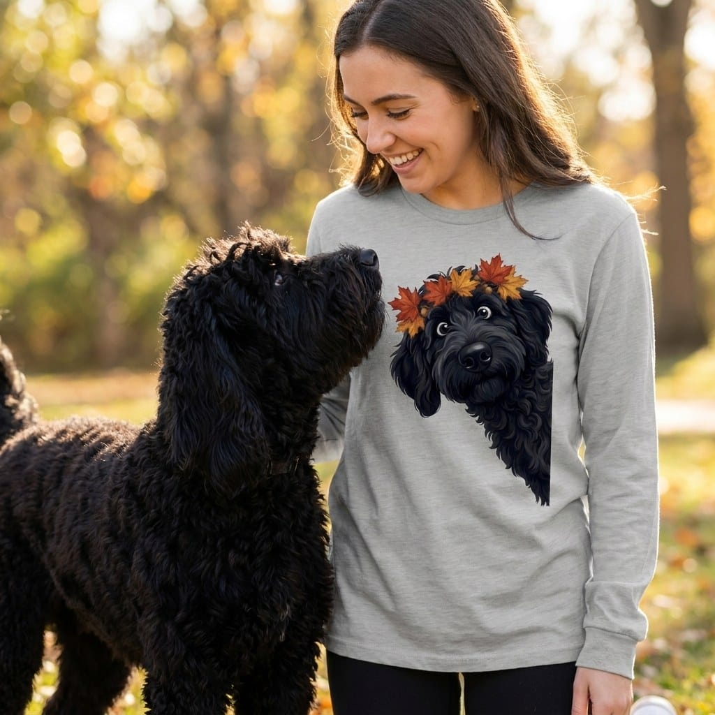 Fall Crown Black Goldendoodle Long Sleeve T-Shirt in by Puppy Jo