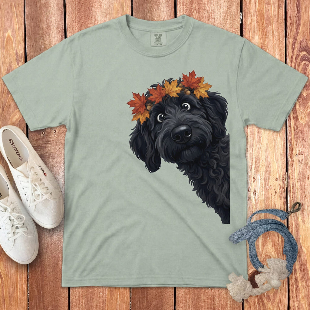 Fall Crown Black Goldendoodle Signature T-Shirt in Bay / S / T-Shirts by Puppy Jo