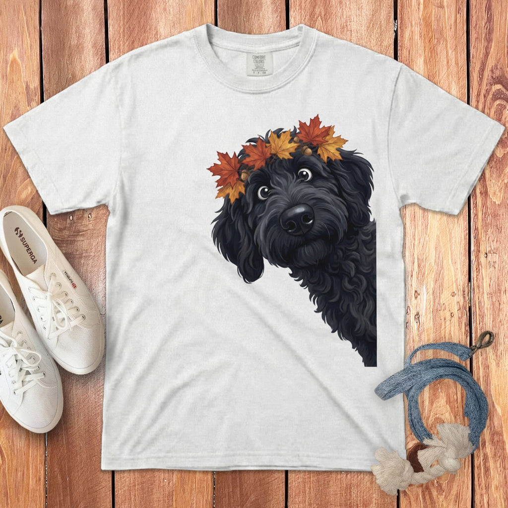 Fall Crown Black Goldendoodle Signature T-Shirt in White / S / T-Shirts by Puppy Jo