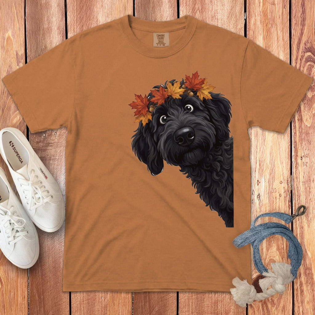 Fall Crown Black Goldendoodle Signature T-Shirt in Yam / S / T-Shirts by Puppy Jo
