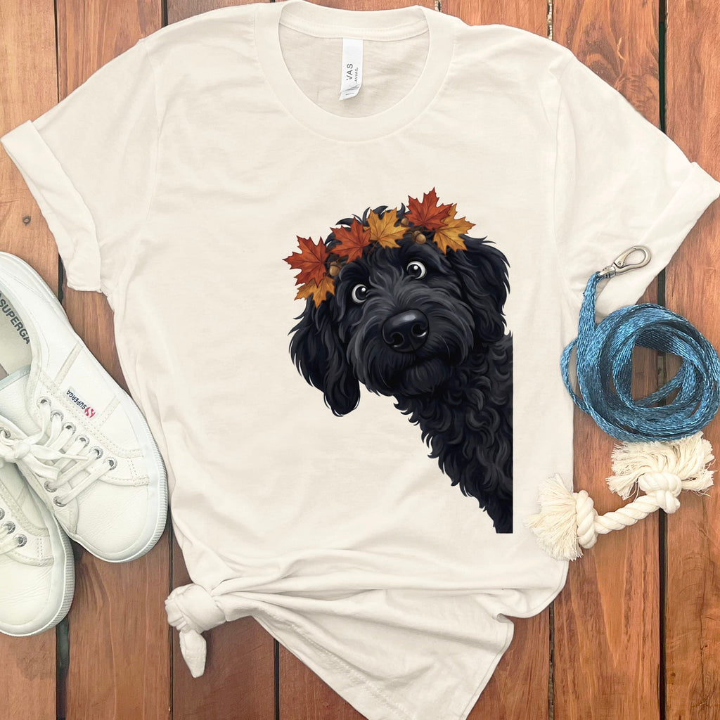 Fall Crown Black Goldendoodle T-Shirt in Natural / S by Puppy Jo