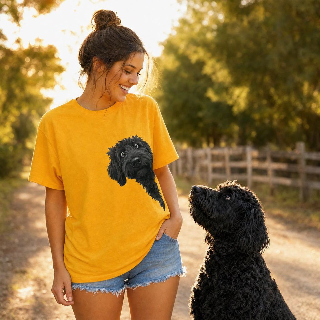 Fall Crown Black Goldendoodle T-Shirt in by Puppy Jo