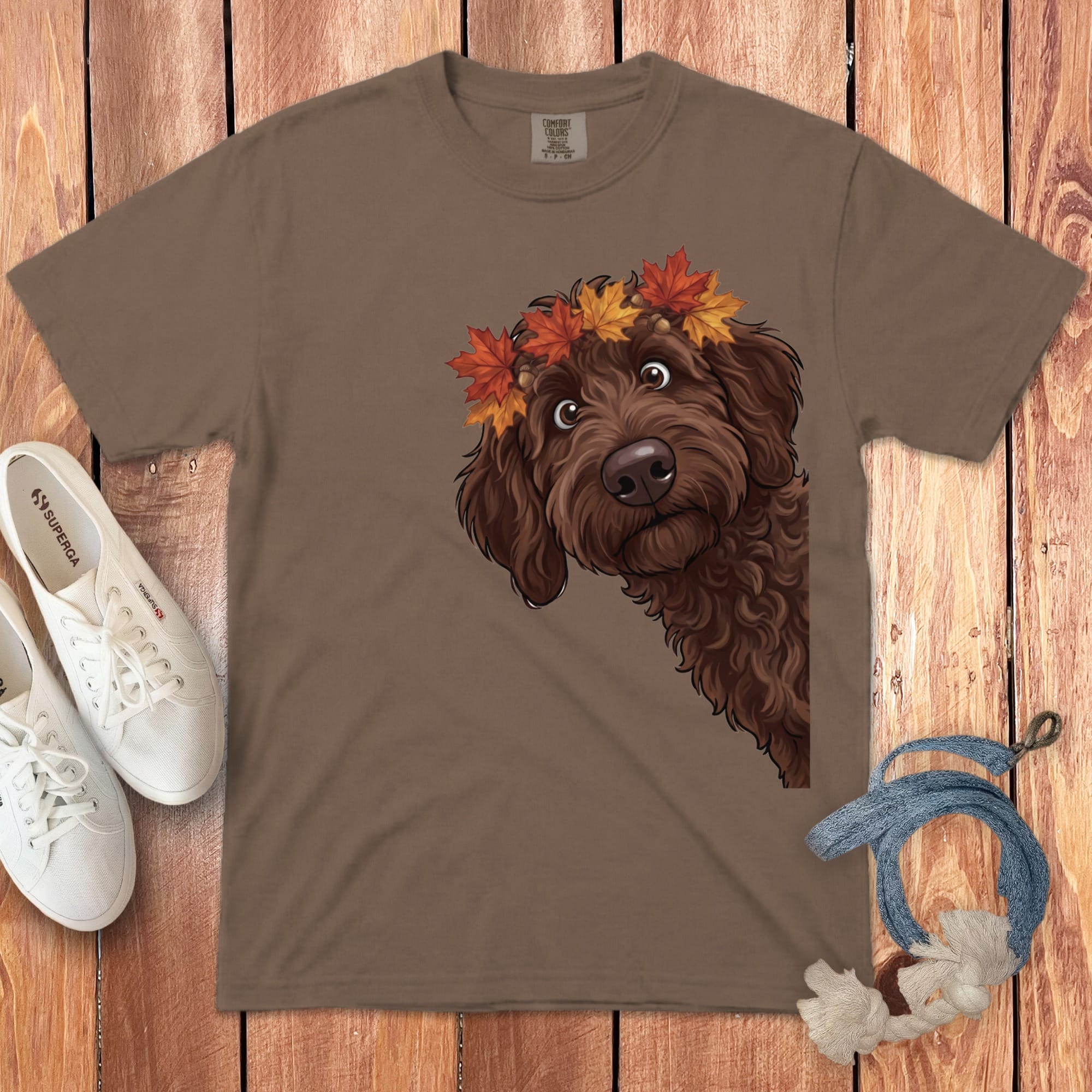 Fall Crown Chocolate Goldendoodle Signature T-Shirt in Espresso / S / T-Shirts by Puppy Jo