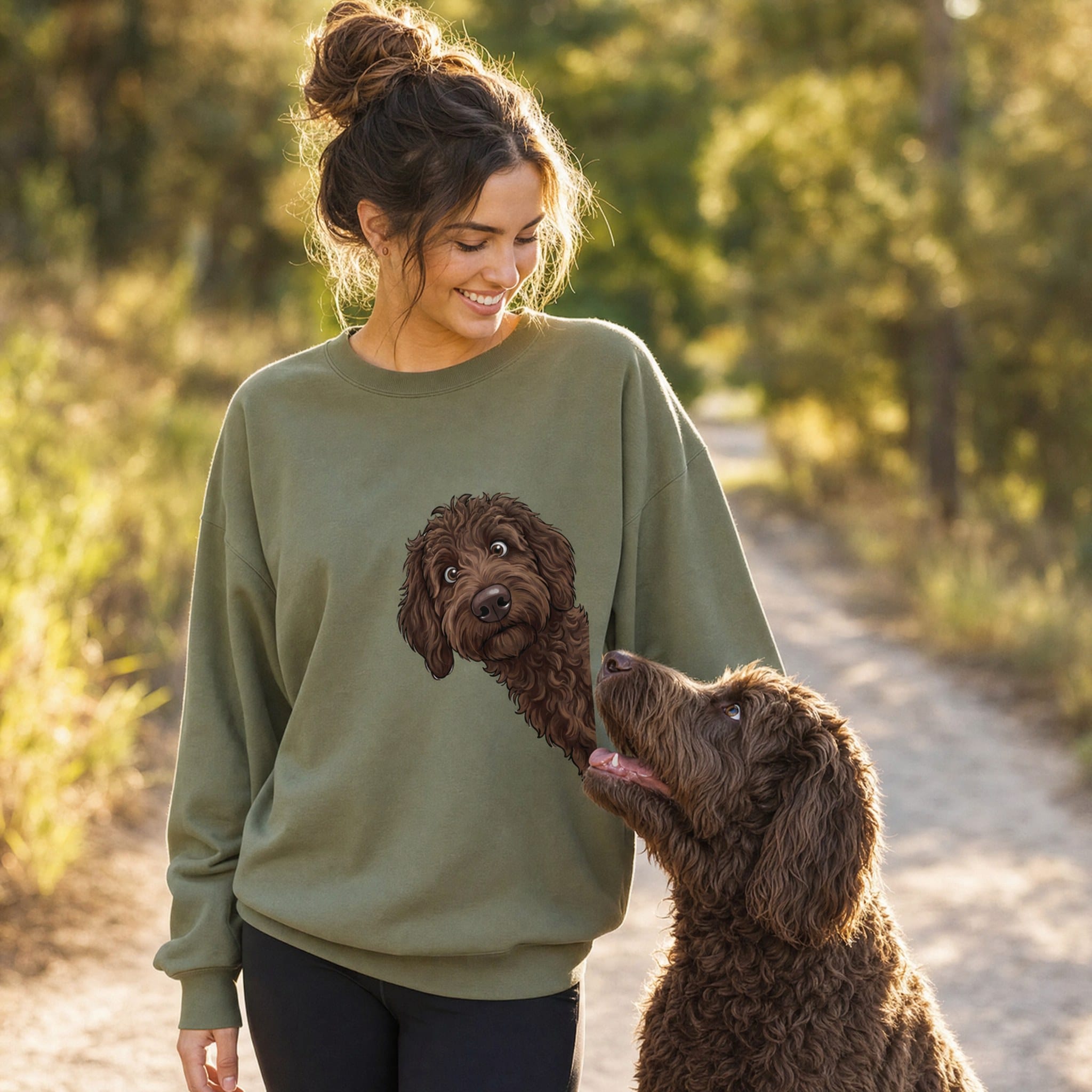 Fall Crown Chocolate Goldendoodle Sweatshirt in by Puppy Jo