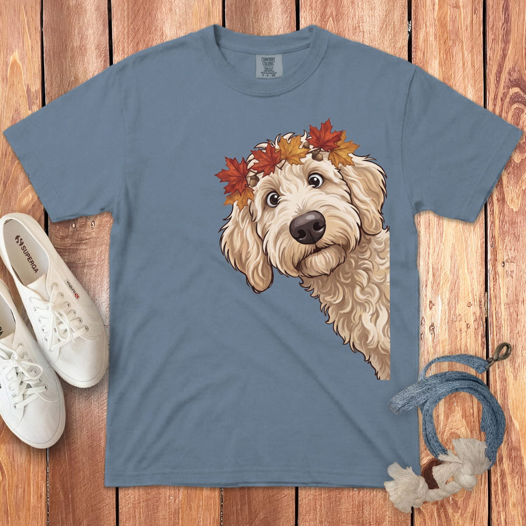 Fall Crown Cream Goldnedoodle Signature T-Shirt in Blue Jean / S / T-Shirts by Puppy Jo