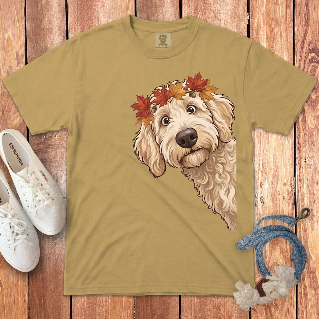 Fall Crown Cream Goldnedoodle Signature T-Shirt in Mustard / S / T-Shirts by Puppy Jo
