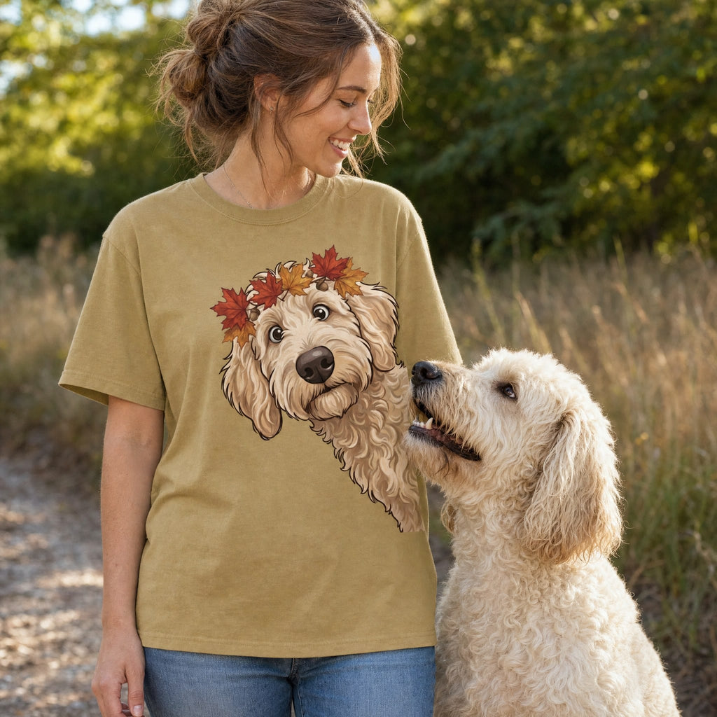 Fall Crown Cream Goldnedoodle Signature T-Shirt in by Puppy Jo
