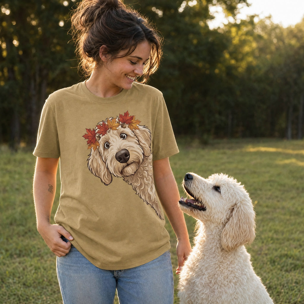 Fall Crown Cream Goldnedoodle Signature T-Shirt in by Puppy Jo