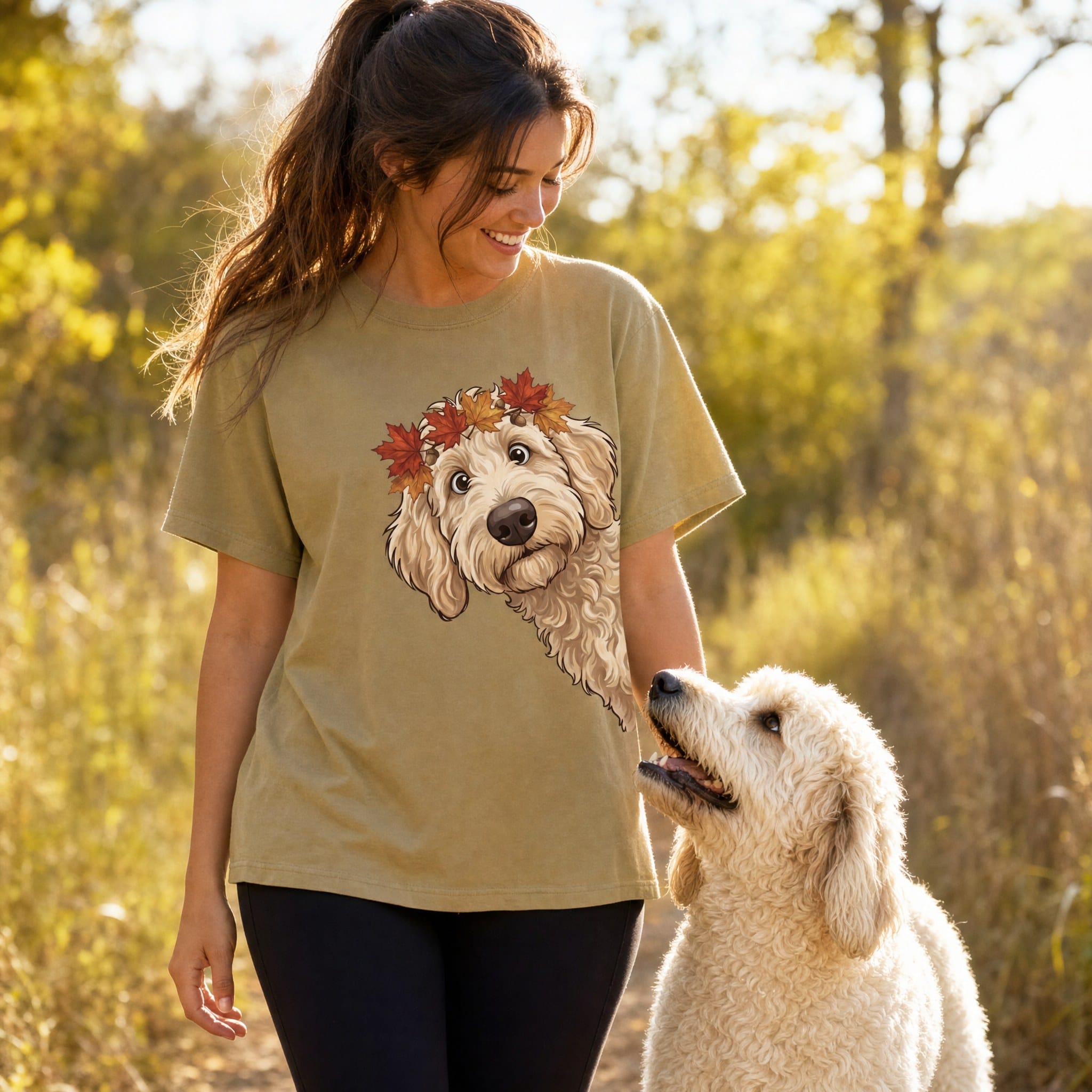 Fall Crown Cream Goldnedoodle Signature T-Shirt in by Puppy Jo