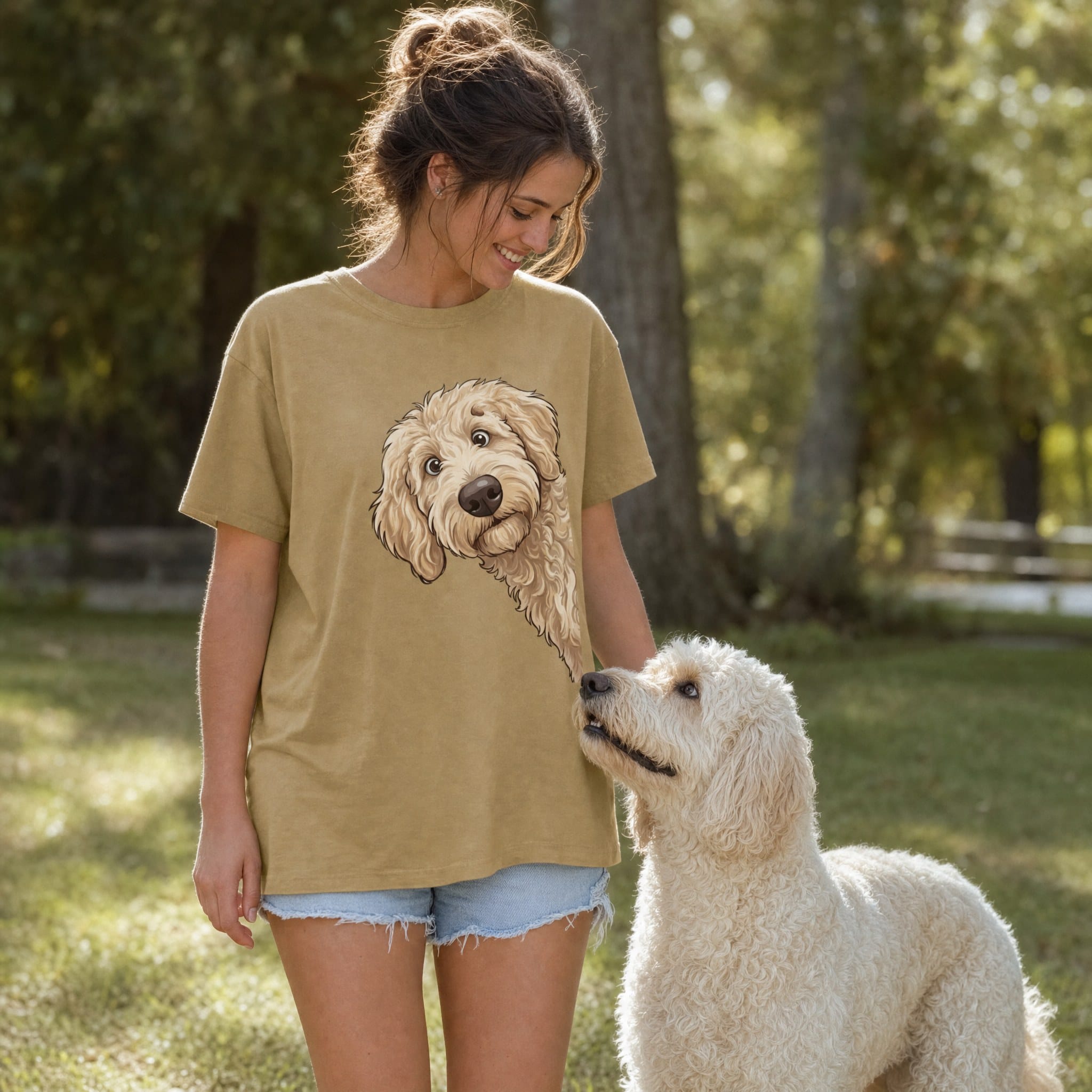 Fall Crown Cream Goldnedoodle Signature T-Shirt in by Puppy Jo