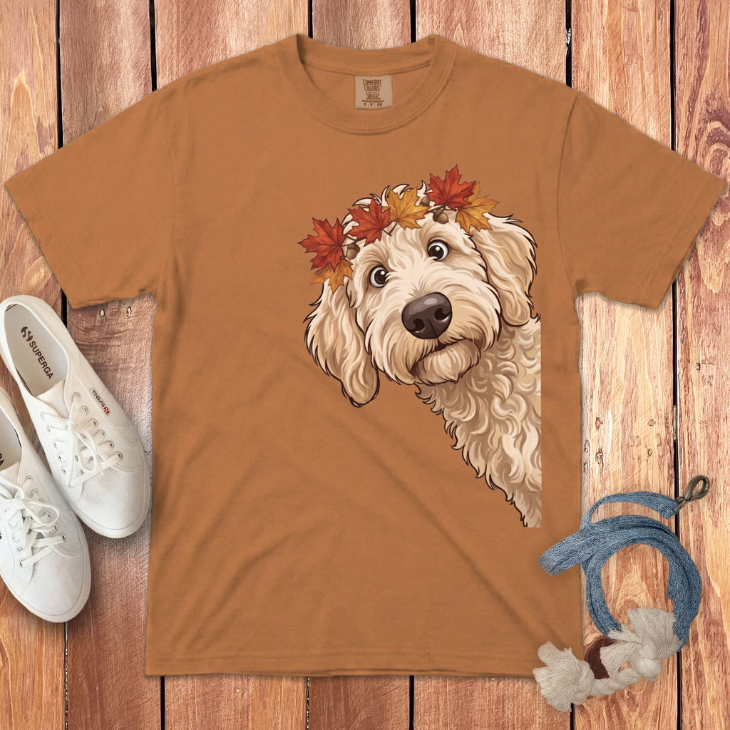 Fall Crown Cream Goldnedoodle Signature T-Shirt in Yam / S / T-Shirts by Puppy Jo