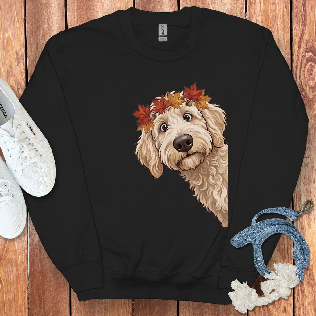 Fall Crown Cream Goldnedoodle Sweatshirt in Black / S by Puppy Jo