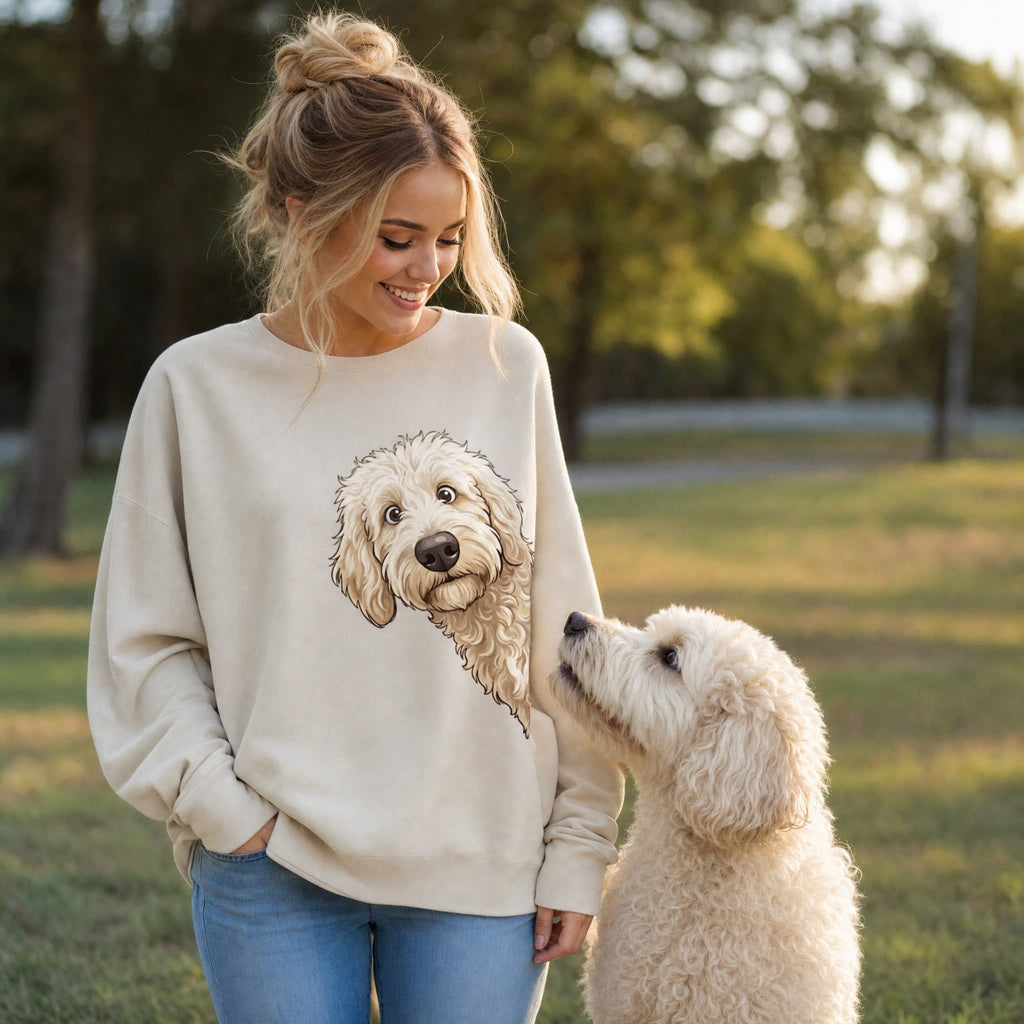 Fall Crown Cream Goldnedoodle Sweatshirt in by Puppy Jo