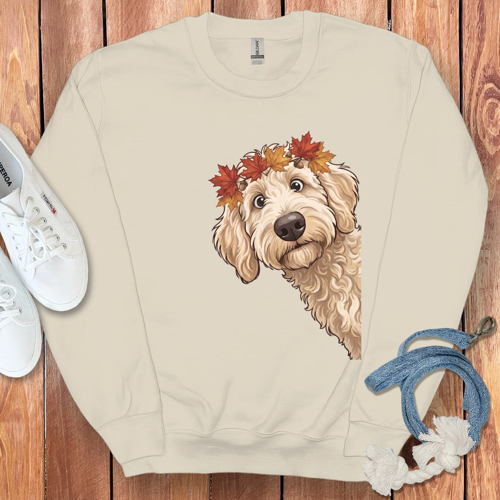 Fall Crown Cream Goldnedoodle Sweatshirt in Sand / S by Puppy Jo