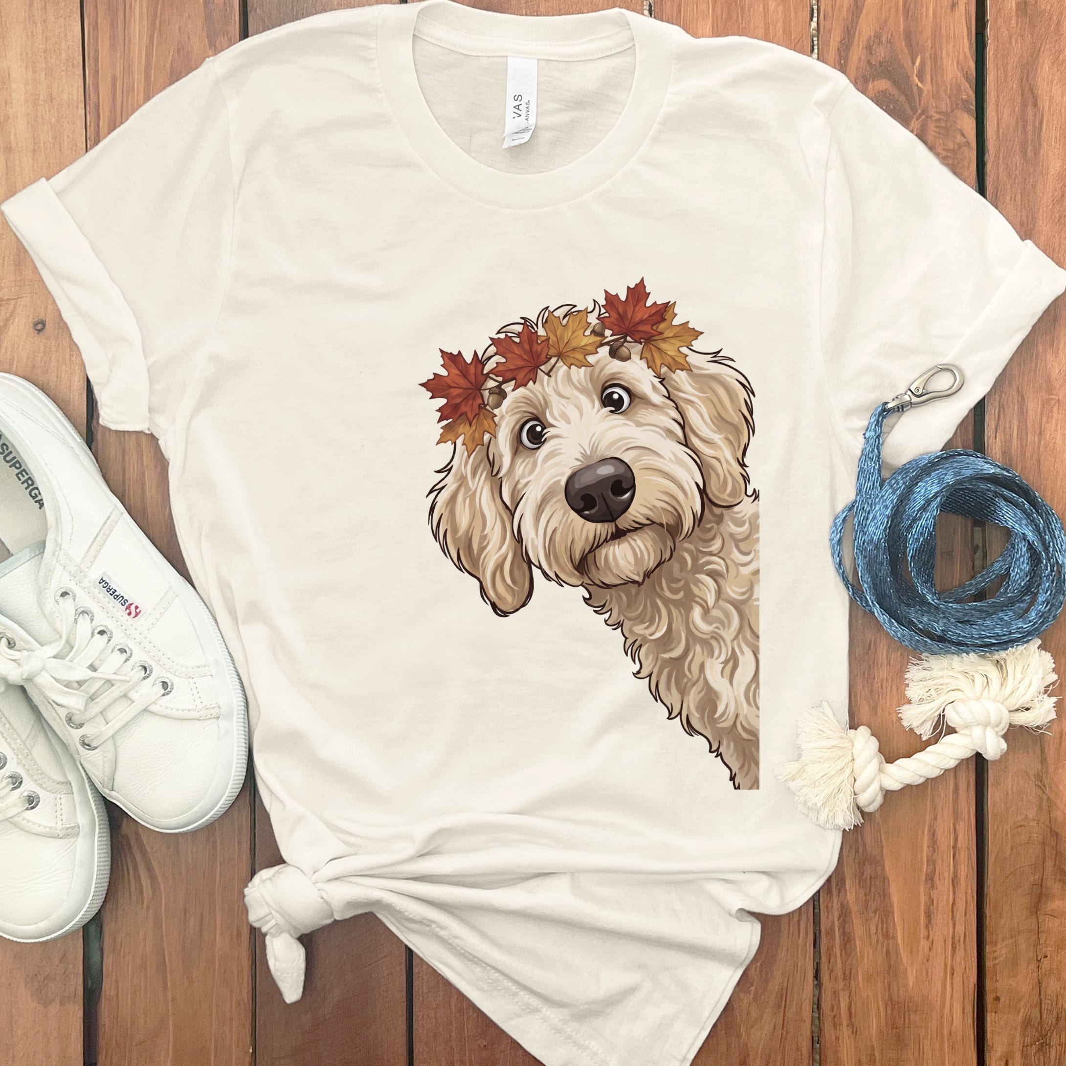 Fall Crown Cream Goldnedoodle T-Shirt in Natural / S by Puppy Jo