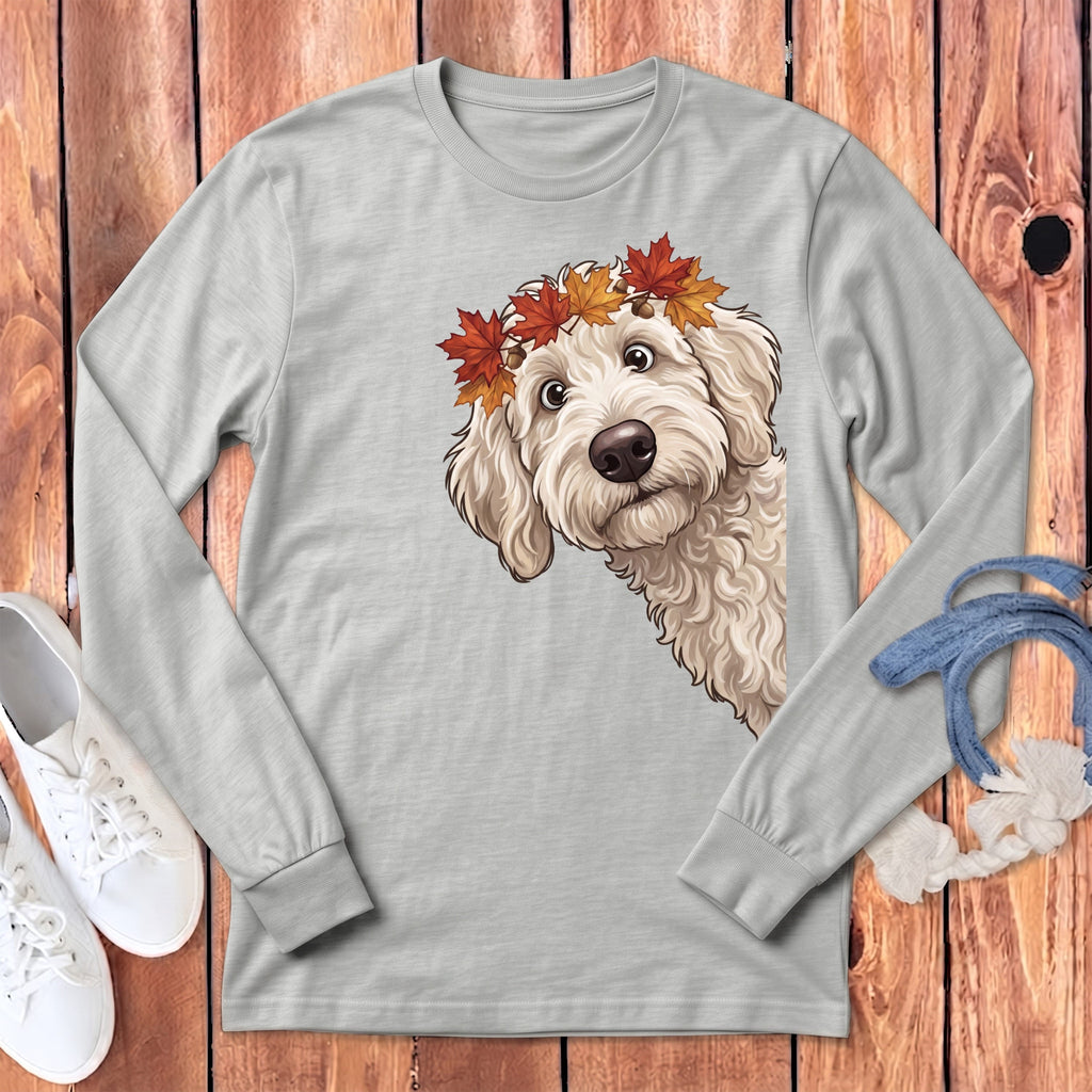 Fall Crown Maltipoo Long Sleeve T-Shirt in Athletic Heather / S by Puppy Jo