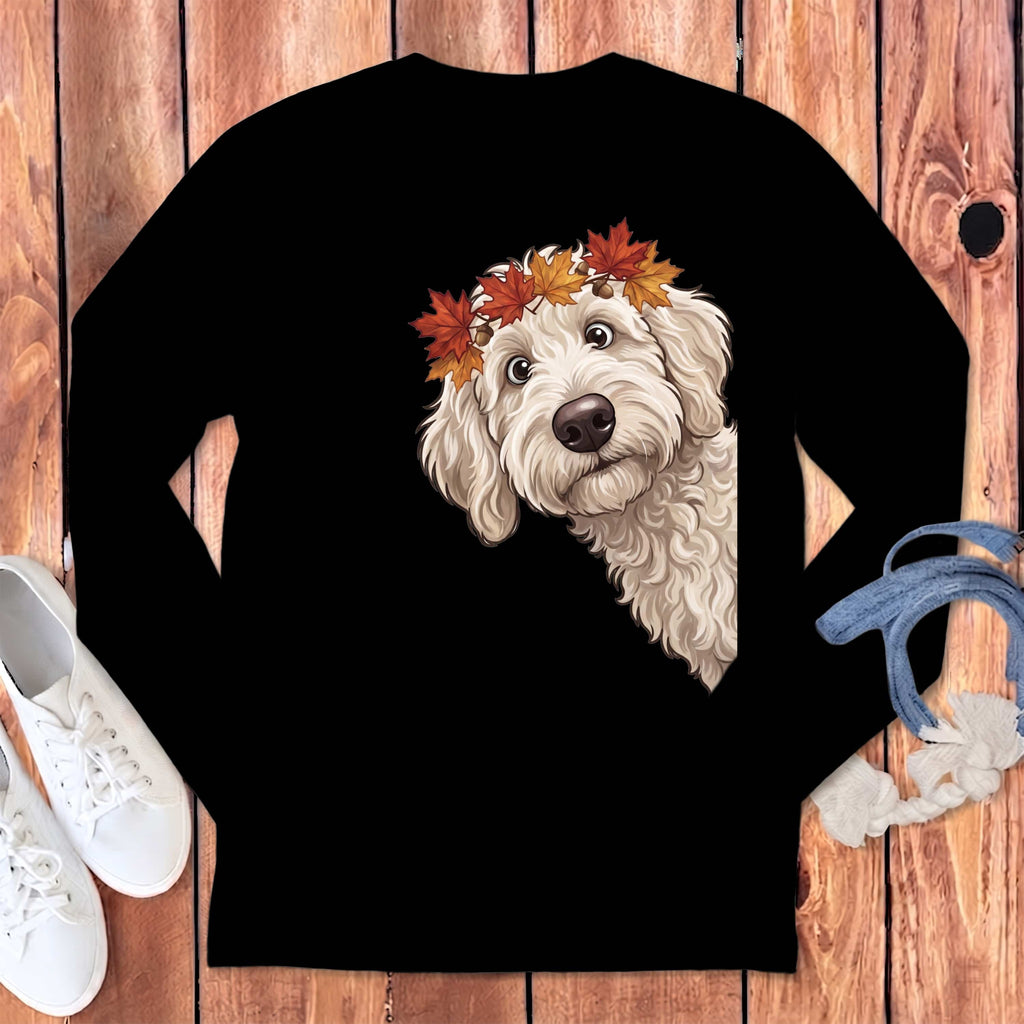 Fall Crown Maltipoo Long Sleeve T-Shirt in Black / S by Puppy Jo