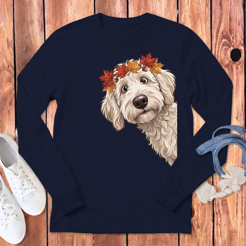 Fall Crown Maltipoo Long Sleeve T-Shirt in Navy / S by Puppy Jo