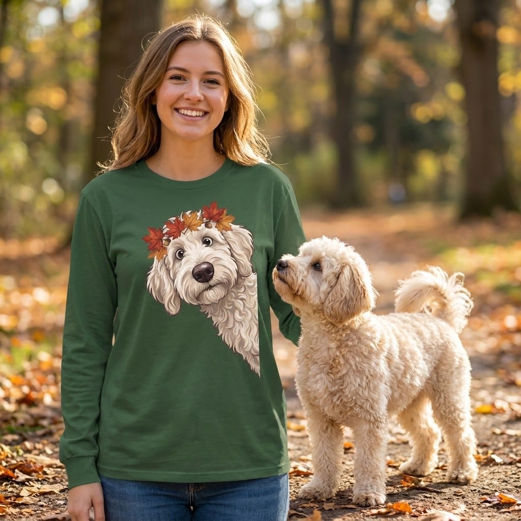 Fall Crown Maltipoo Long Sleeve T-Shirt in by Puppy Jo