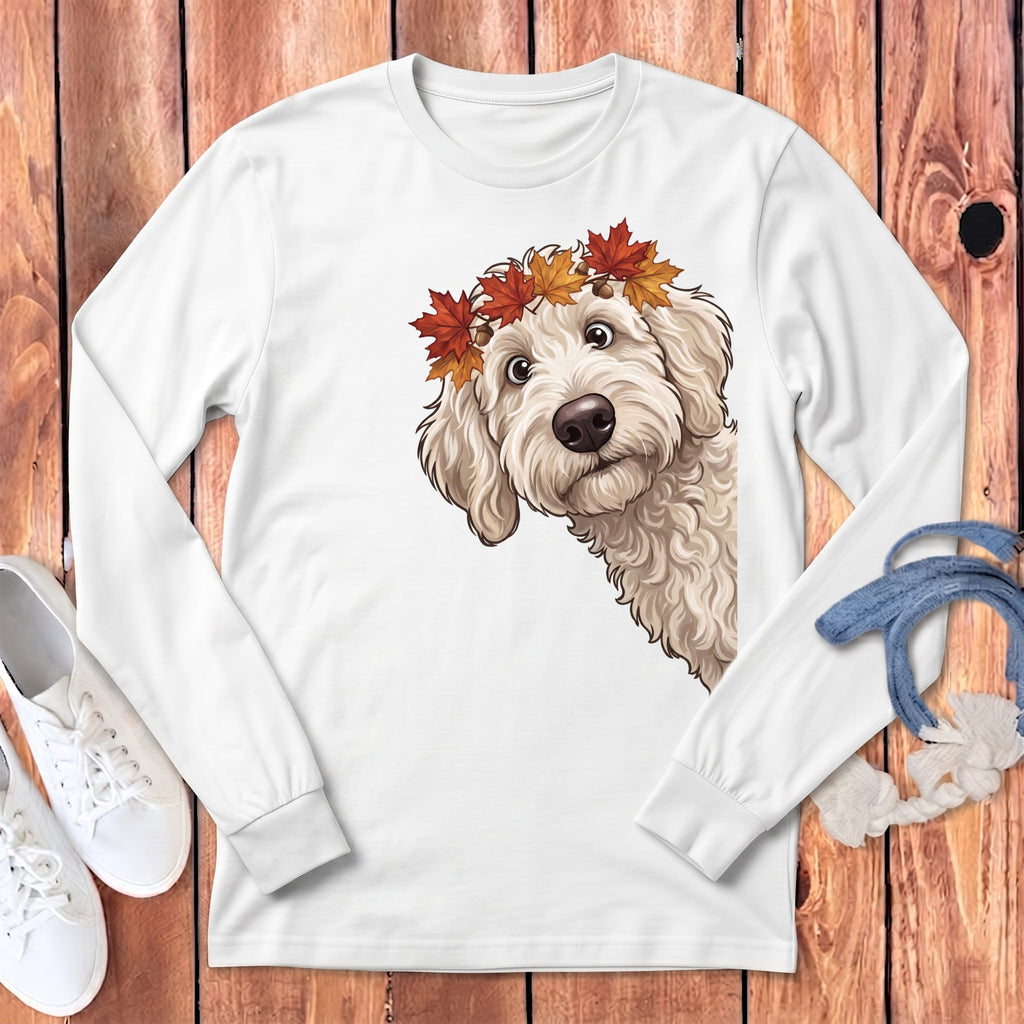 Fall Crown Maltipoo Long Sleeve T-Shirt in White / S by Puppy Jo