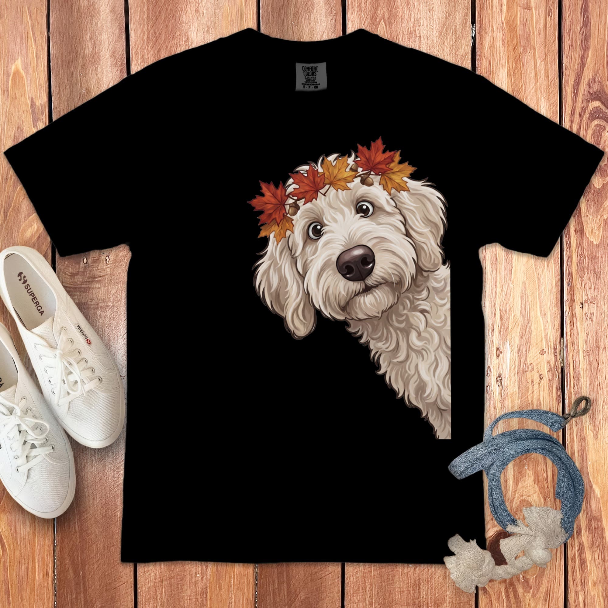 Fall Crown Maltipoo Signature T-Shirt in Black / S / T-Shirts by Puppy Jo