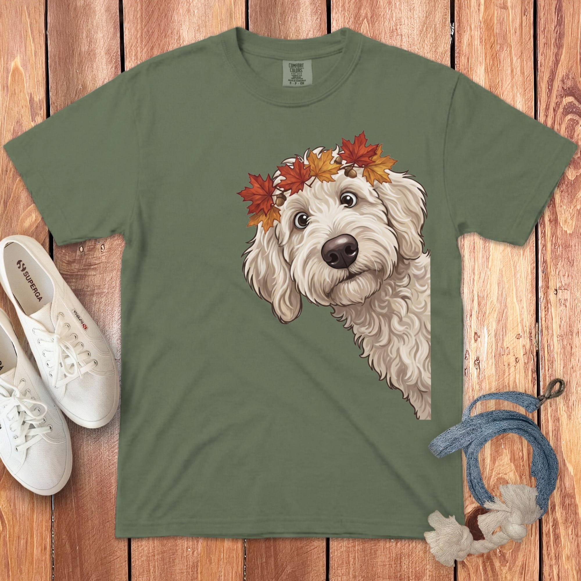 Fall Crown Maltipoo Signature T-Shirt in Moss / S / T-Shirts by Puppy Jo