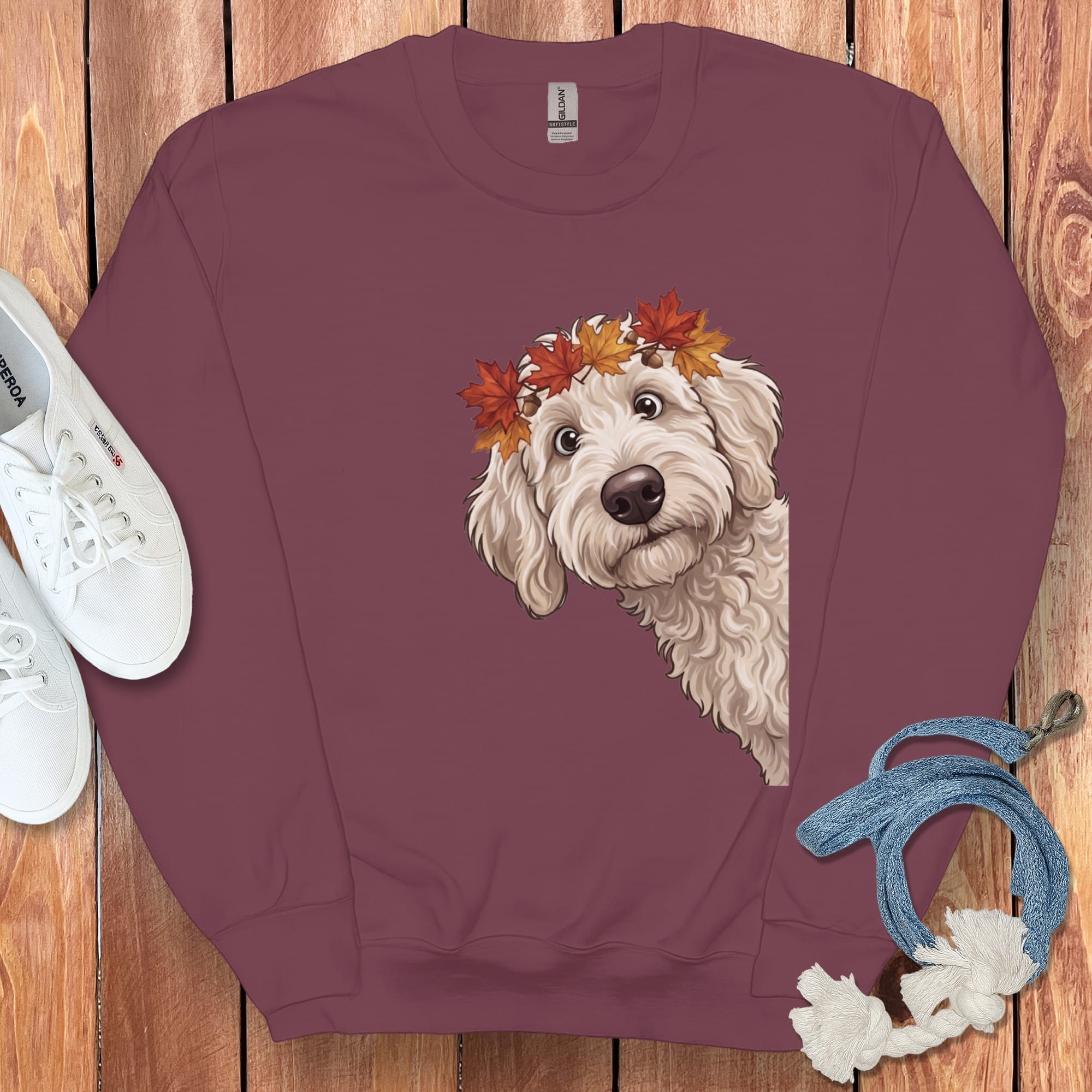 Fall Crown Maltipoo Sweatshirt in Maroon / S by Puppy Jo