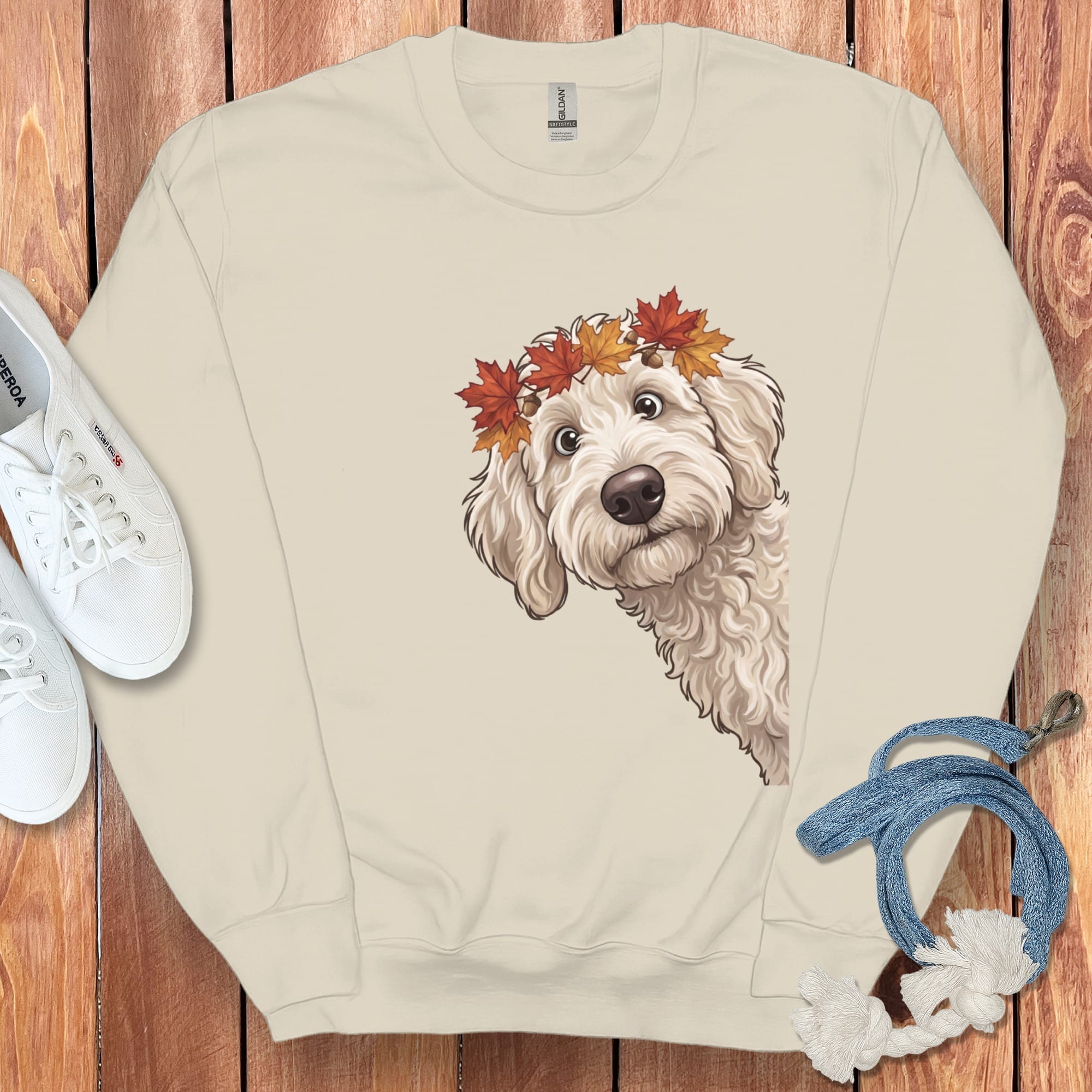 Fall Crown Maltipoo Sweatshirt in Sand / S by Puppy Jo