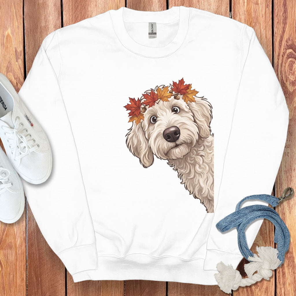 Fall Crown Maltipoo Sweatshirt in White / S by Puppy Jo