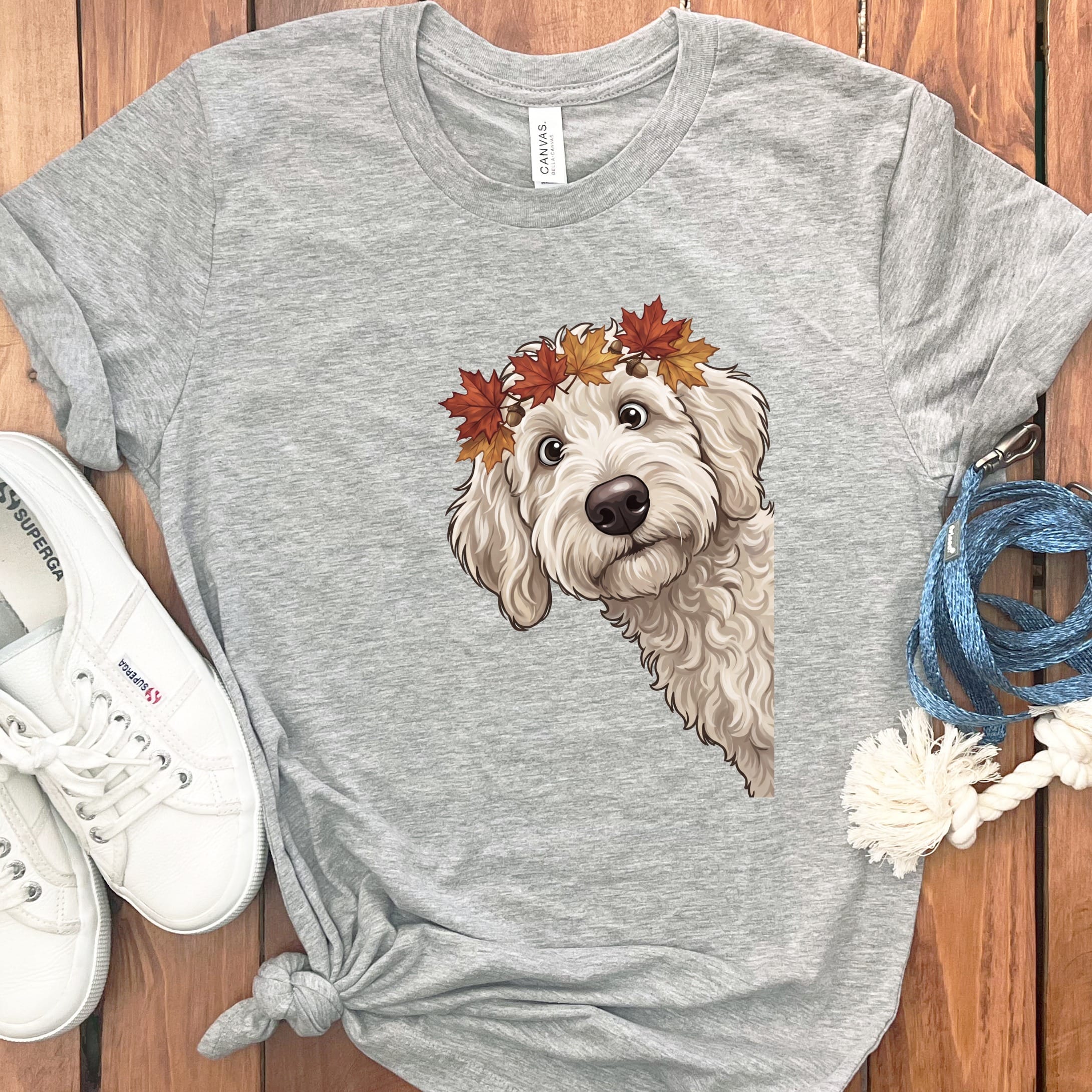 Fall Crown Maltipoo T-Shirt in Athletic Heather / S by Puppy Jo