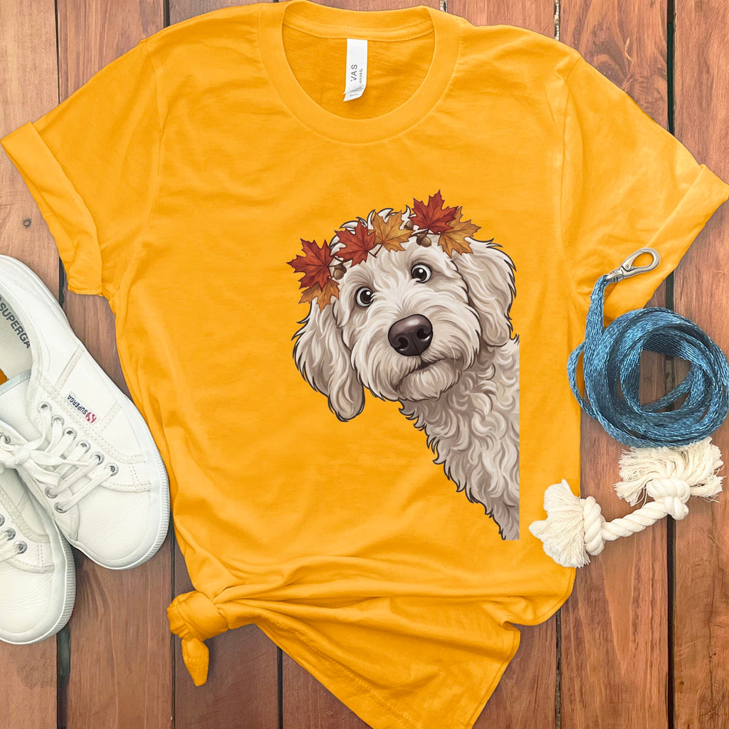Fall Crown Maltipoo T-Shirt in Gold / S by Puppy Jo