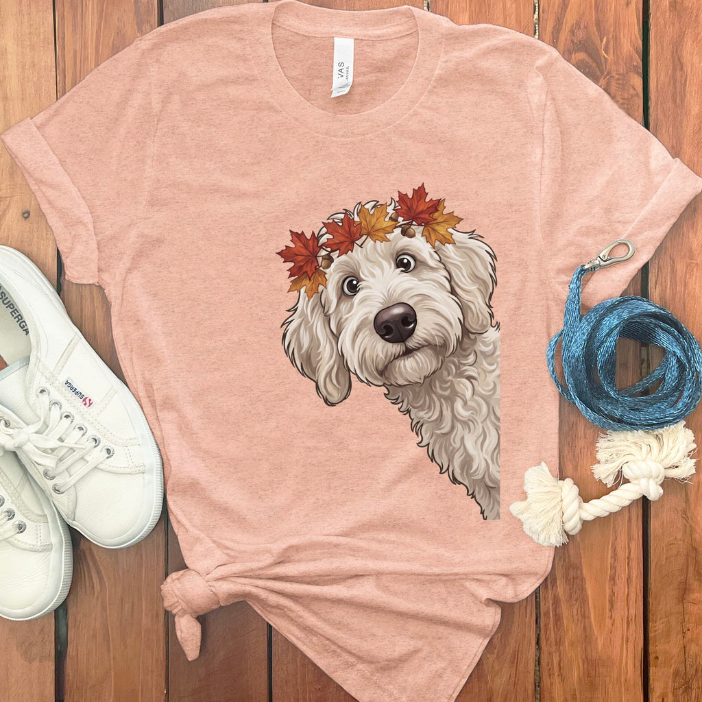 Fall Crown Maltipoo T-Shirt in Heather Peach / S by Puppy Jo