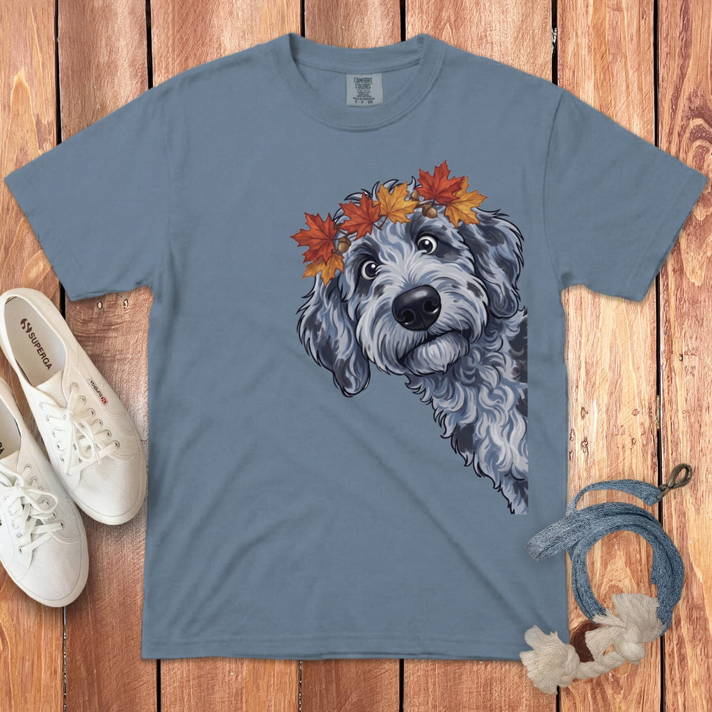 Fall Crown Merle Goldendoodle Signature T-Shirt in Blue Jean / S / T-Shirts by Puppy Jo
