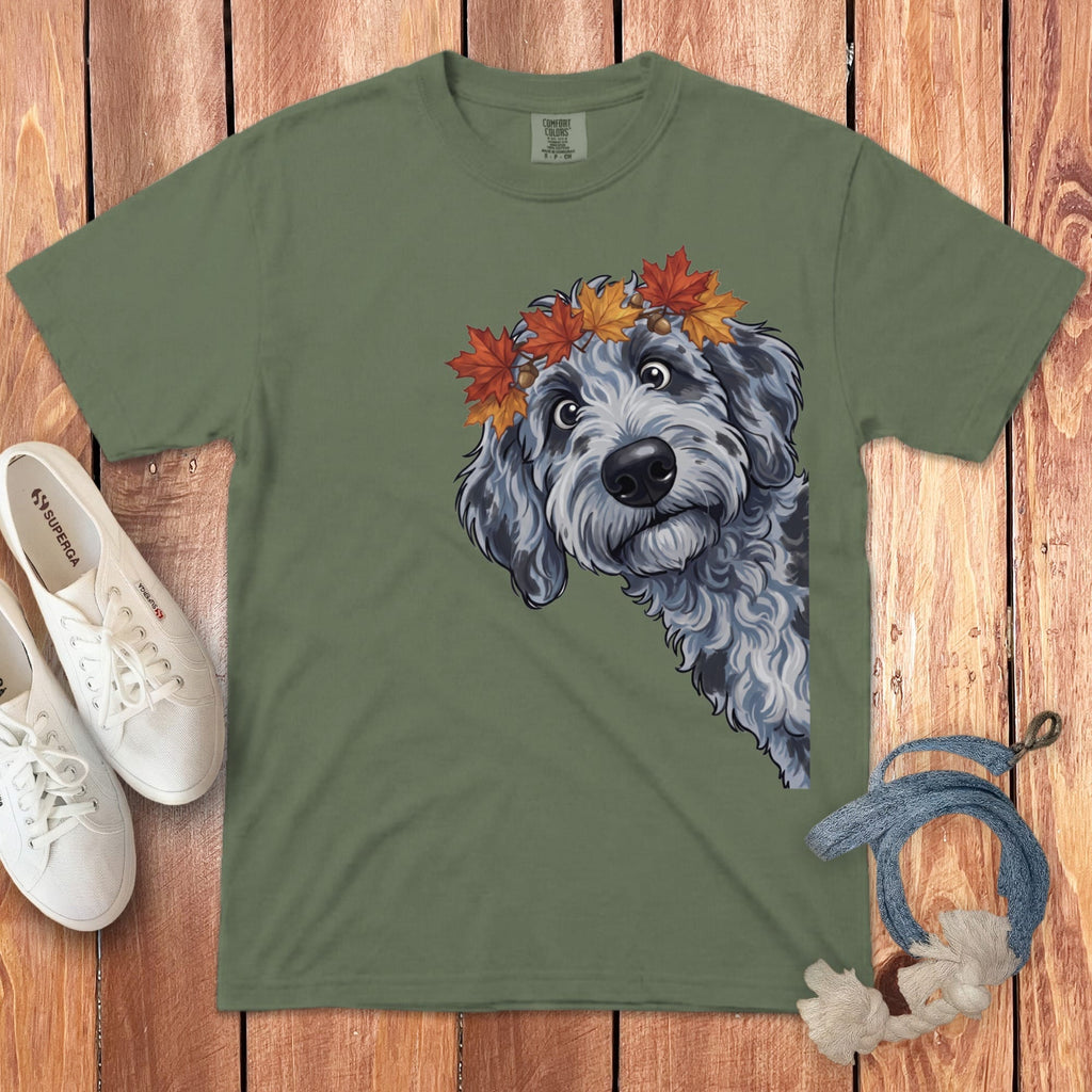 Fall Crown Merle Goldendoodle Signature T-Shirt in Moss / S / T-Shirts by Puppy Jo