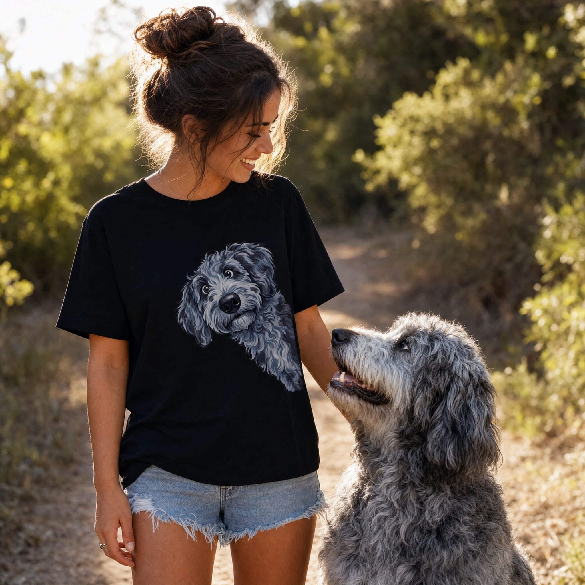 Fall Crown Merle Goldendoodle Signature T-Shirt in by Puppy Jo