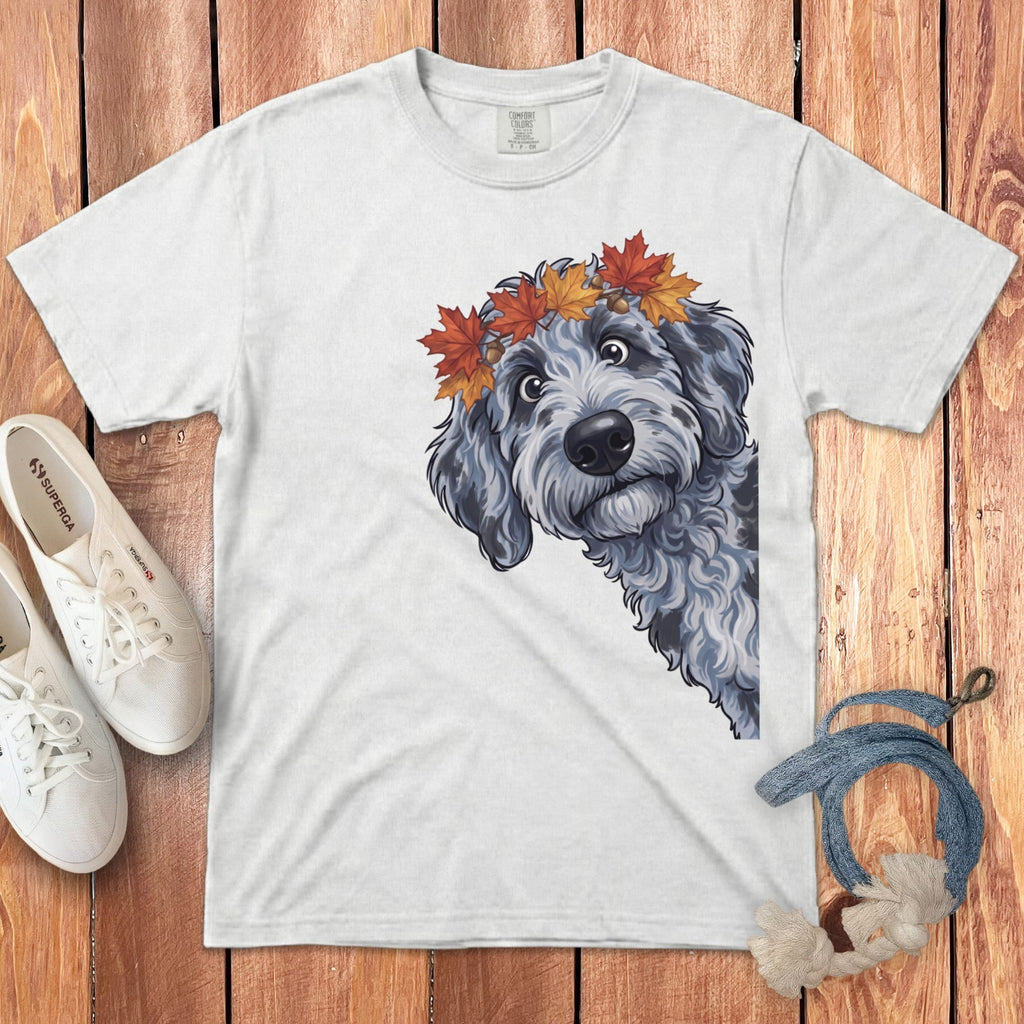 Fall Crown Merle Goldendoodle Signature T-Shirt in White / S / T-Shirts by Puppy Jo