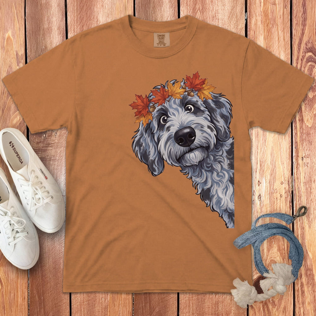Fall Crown Merle Goldendoodle Signature T-Shirt in Yam / S / T-Shirts by Puppy Jo