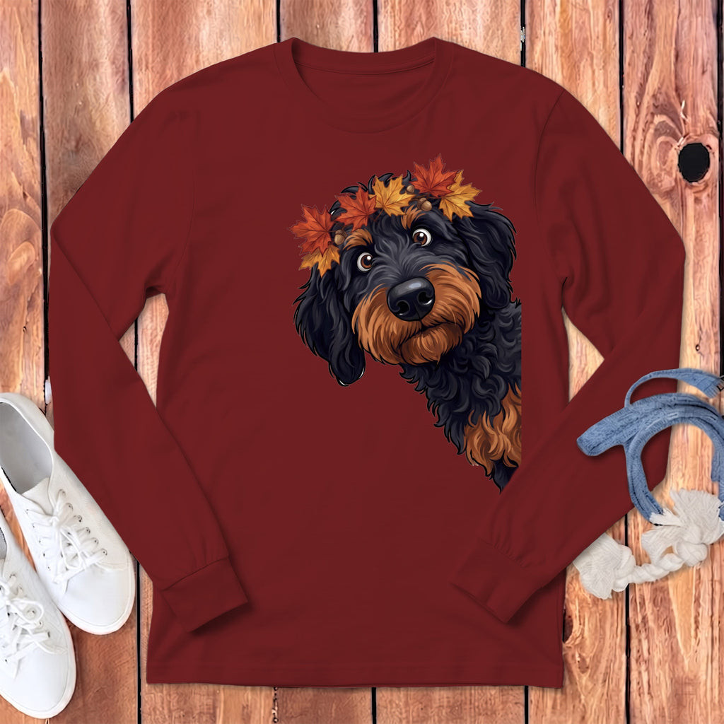 Fall Crown Phantom Goldendoodle Long Sleeve T-Shirt in Cardinal / S by Puppy Jo