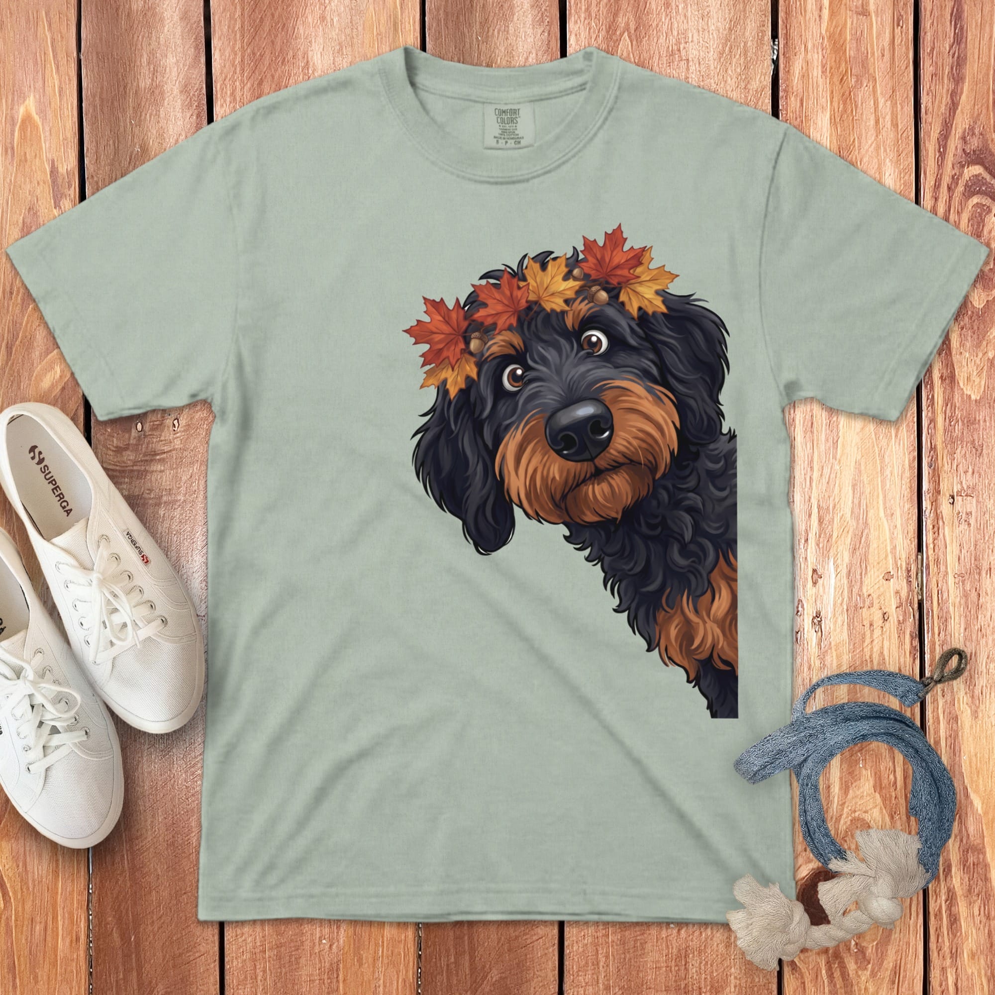 Fall Crown Phantom Goldendoodle Signature T-Shirt in Bay / S / T-Shirts by Puppy Jo