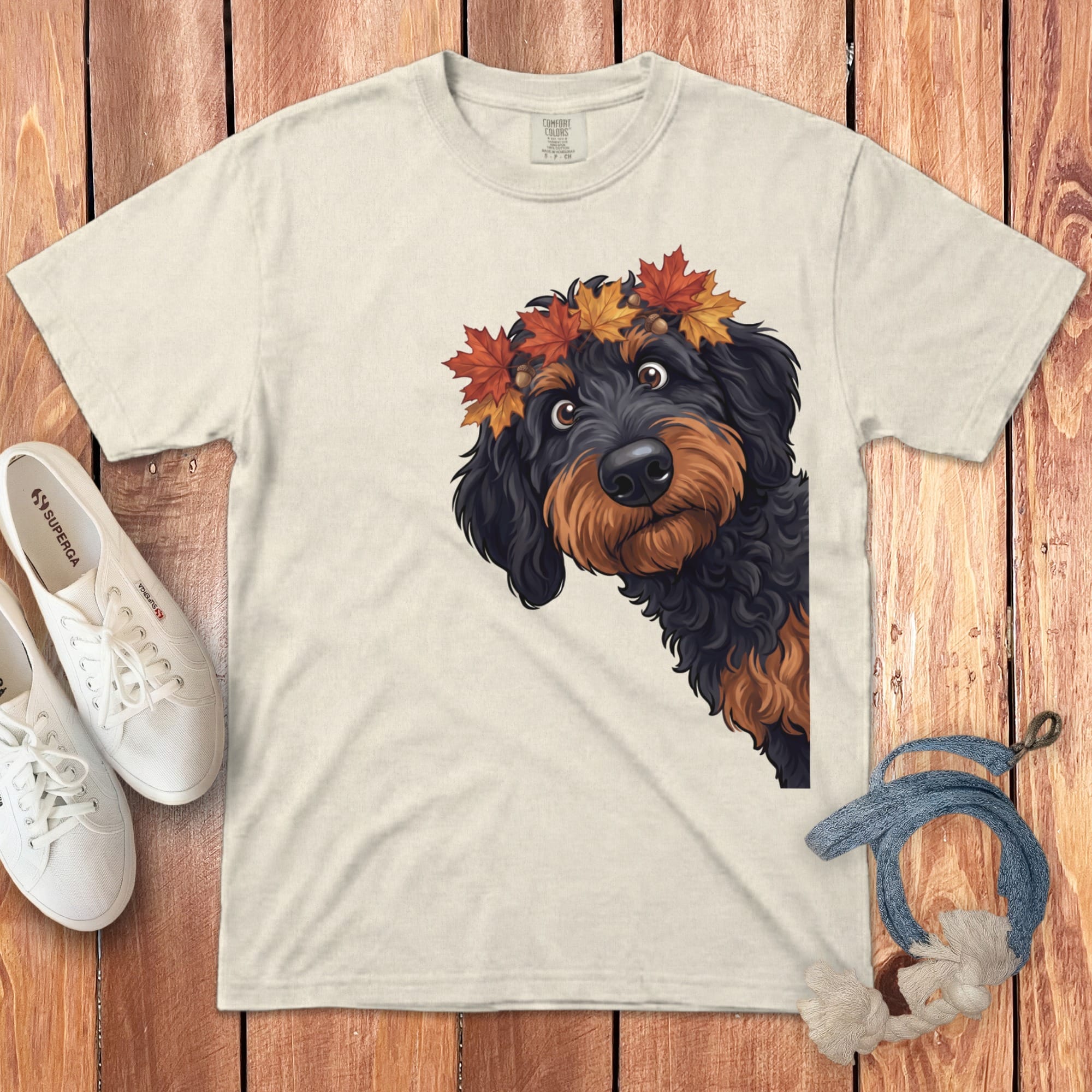 Fall Crown Phantom Goldendoodle Signature T-Shirt in Ivory / S / T-Shirts by Puppy Jo